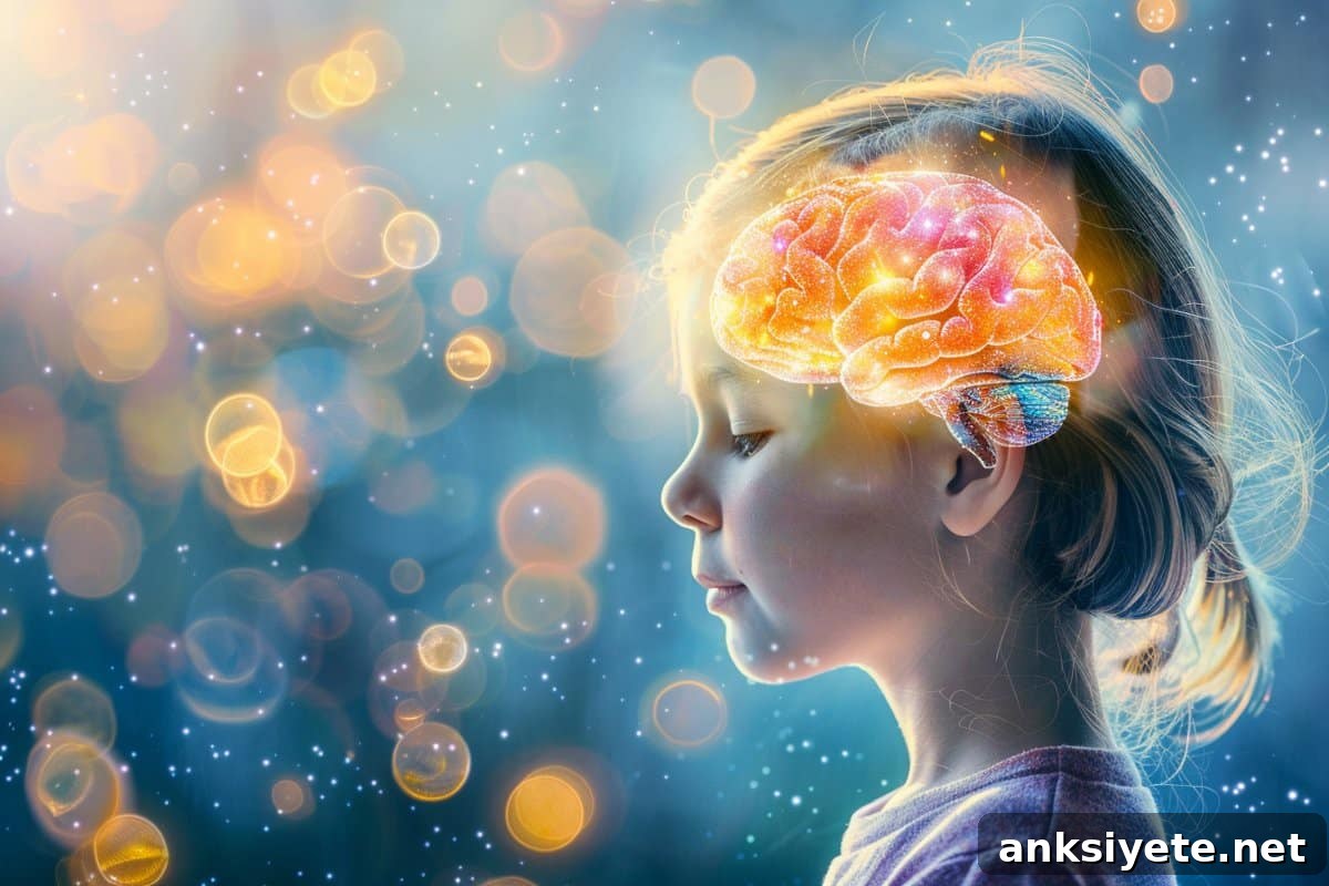 This shows a young girl and a brain.