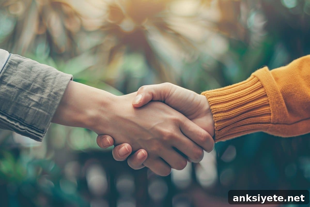 This shows people shaking hands.