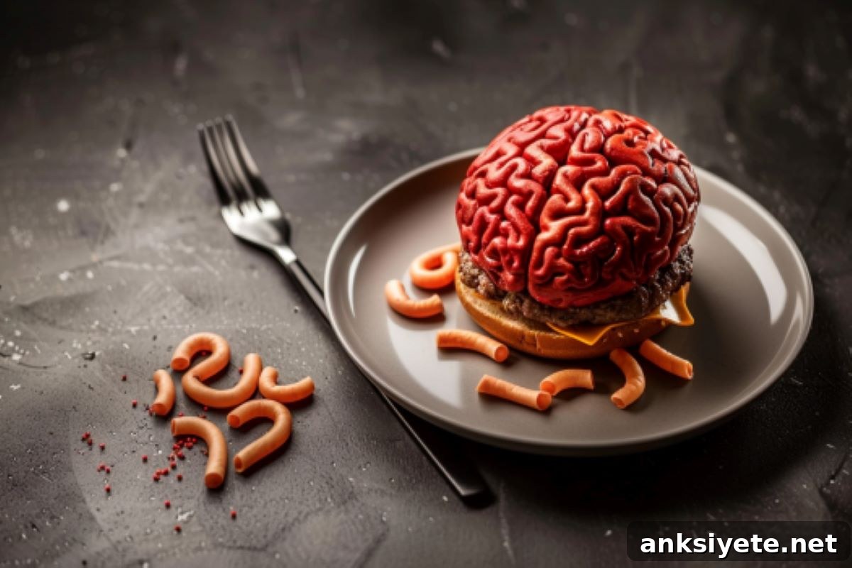 This shows a brain as a top of a burger bun.