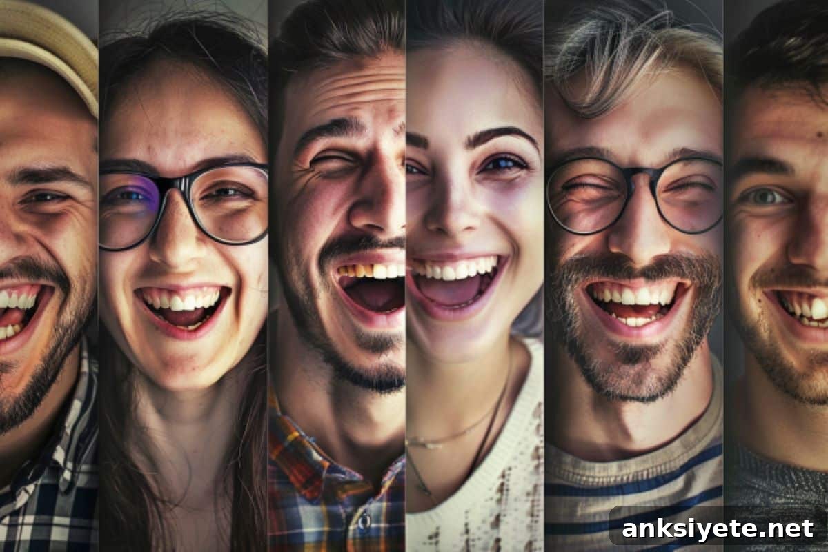 This shows people smiling.