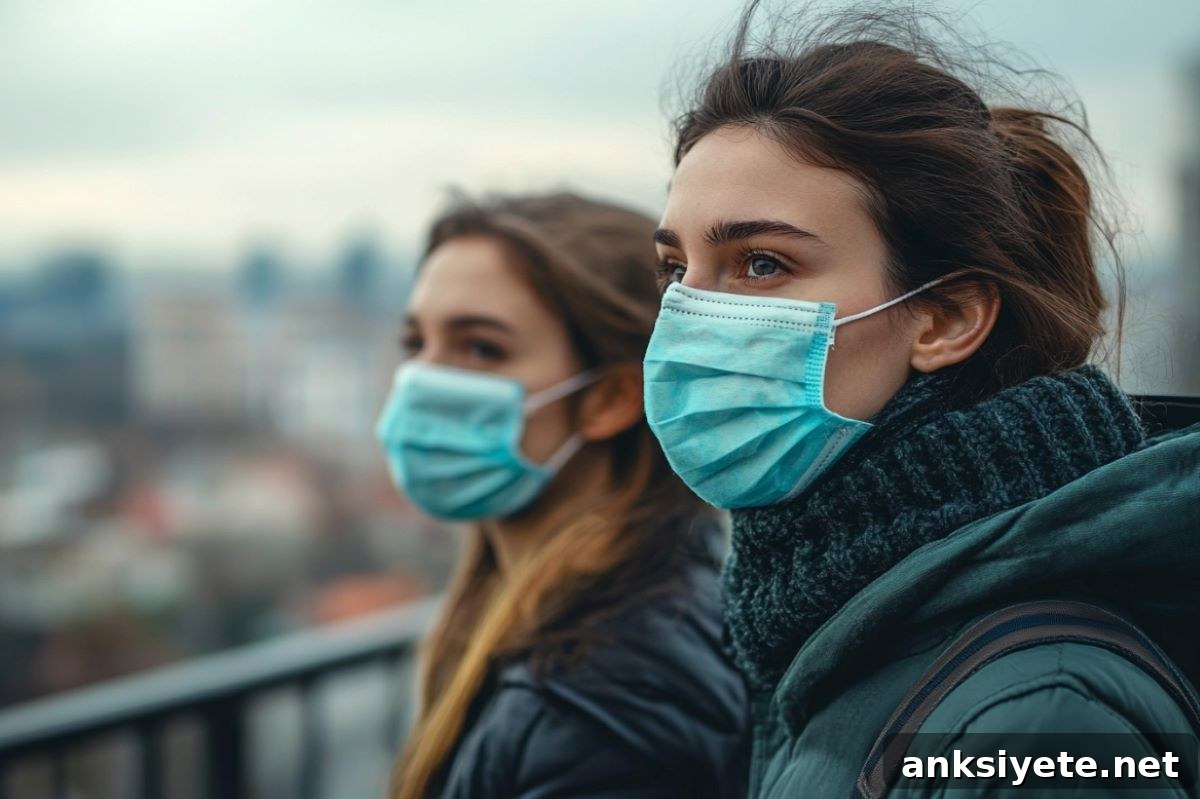 This shows women in facemasks.