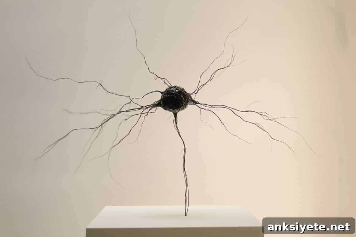This shows a statue of a neuron.