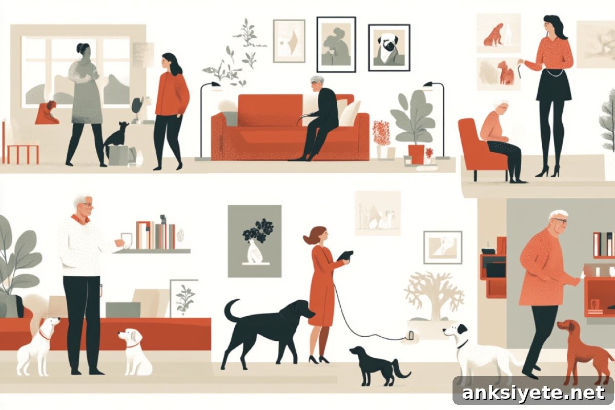 This shows dogs and people.