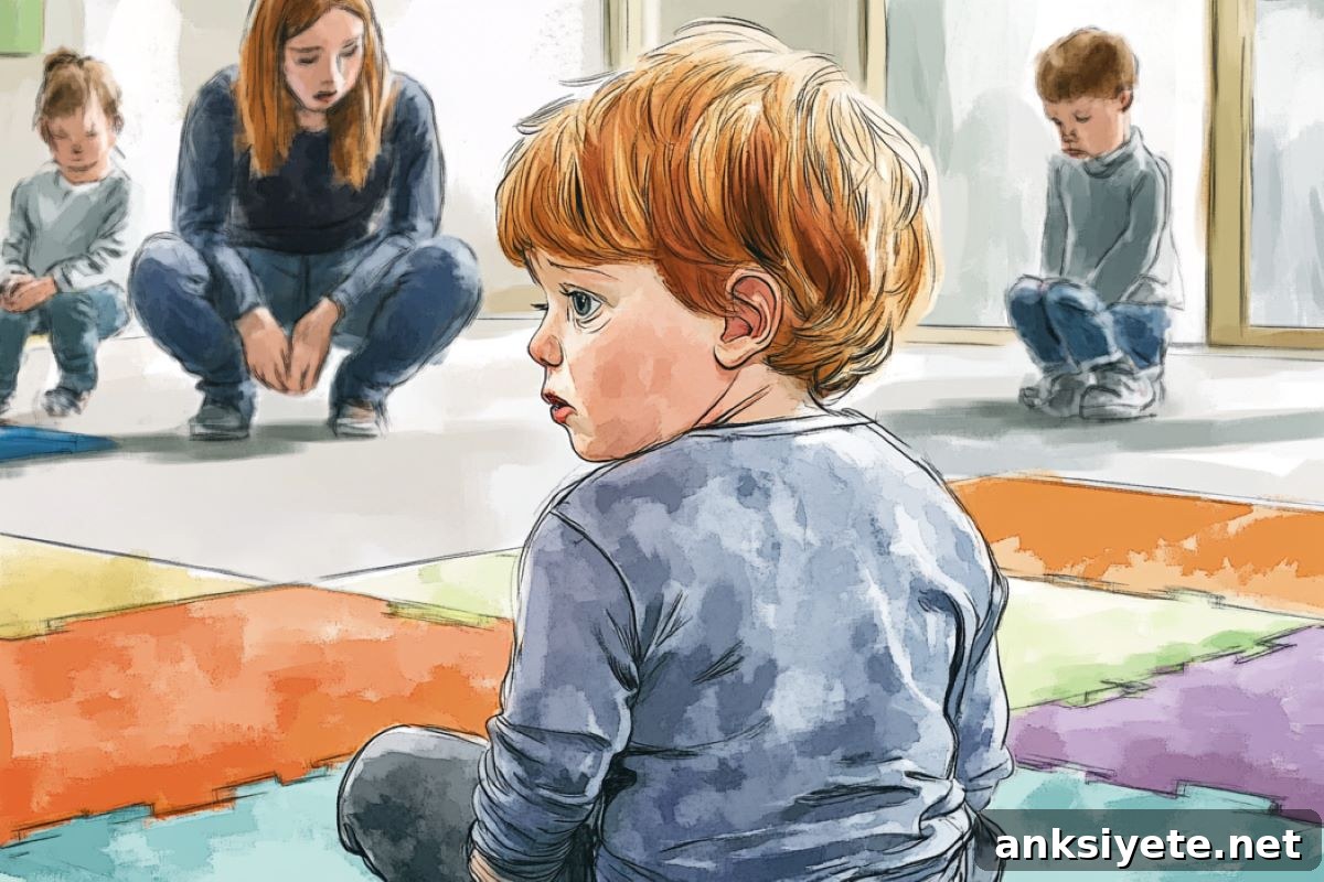 This shows a child sitting on a mat.