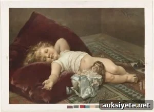 This is a painting of a sleeping baby.