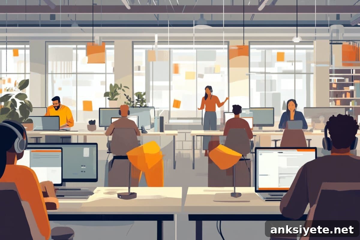 This shows people listening to music at an office.