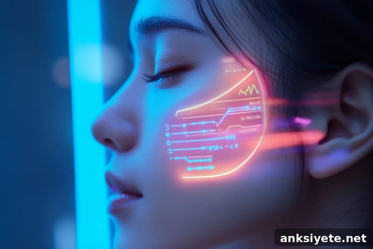 This shows a woman's face with a digital sticker.