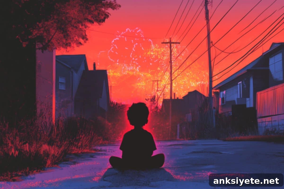 This shows a child sitting in a street.