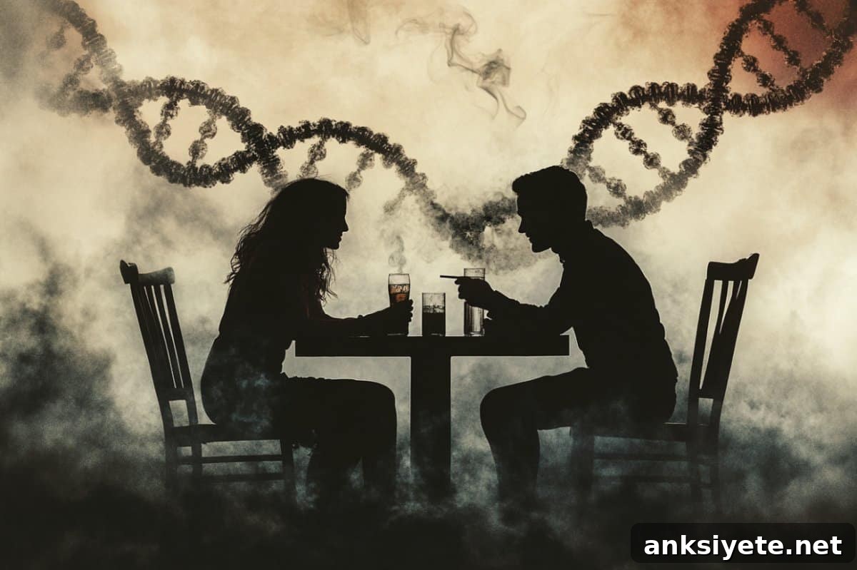 This shows a couple drinking and DNA.