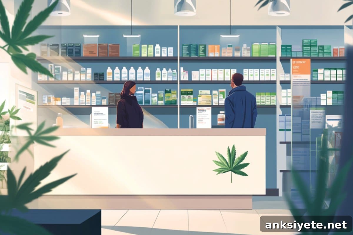 This is a drawing of a cannabis pharmacy.