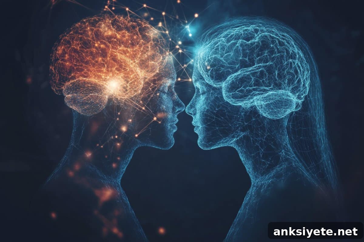 This shows brains and the outlines of people.