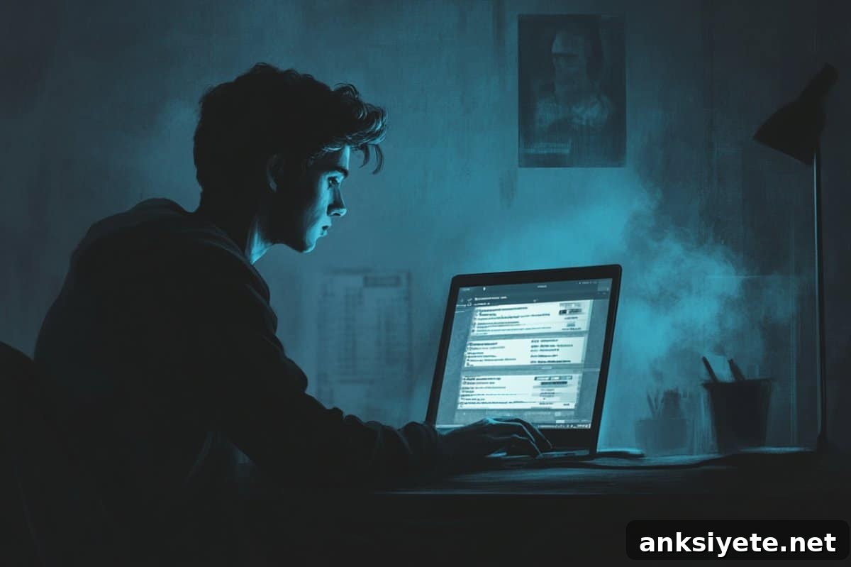 This shows a young man on a computer.
