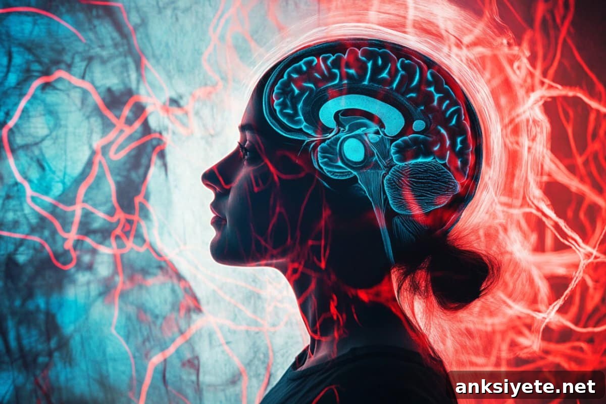 This shows a woman's head and a brain.