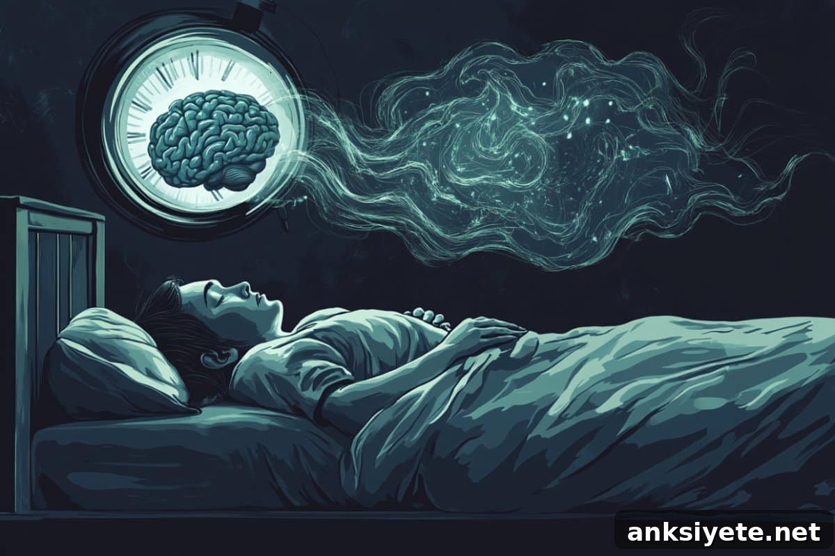This shows a brain and a person sleeping.