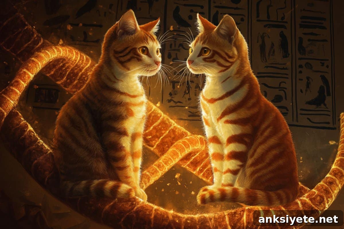 This shows DNA and orange cats.