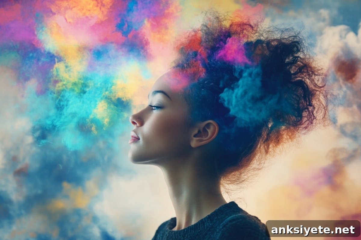 This shows a woman and bright colors.