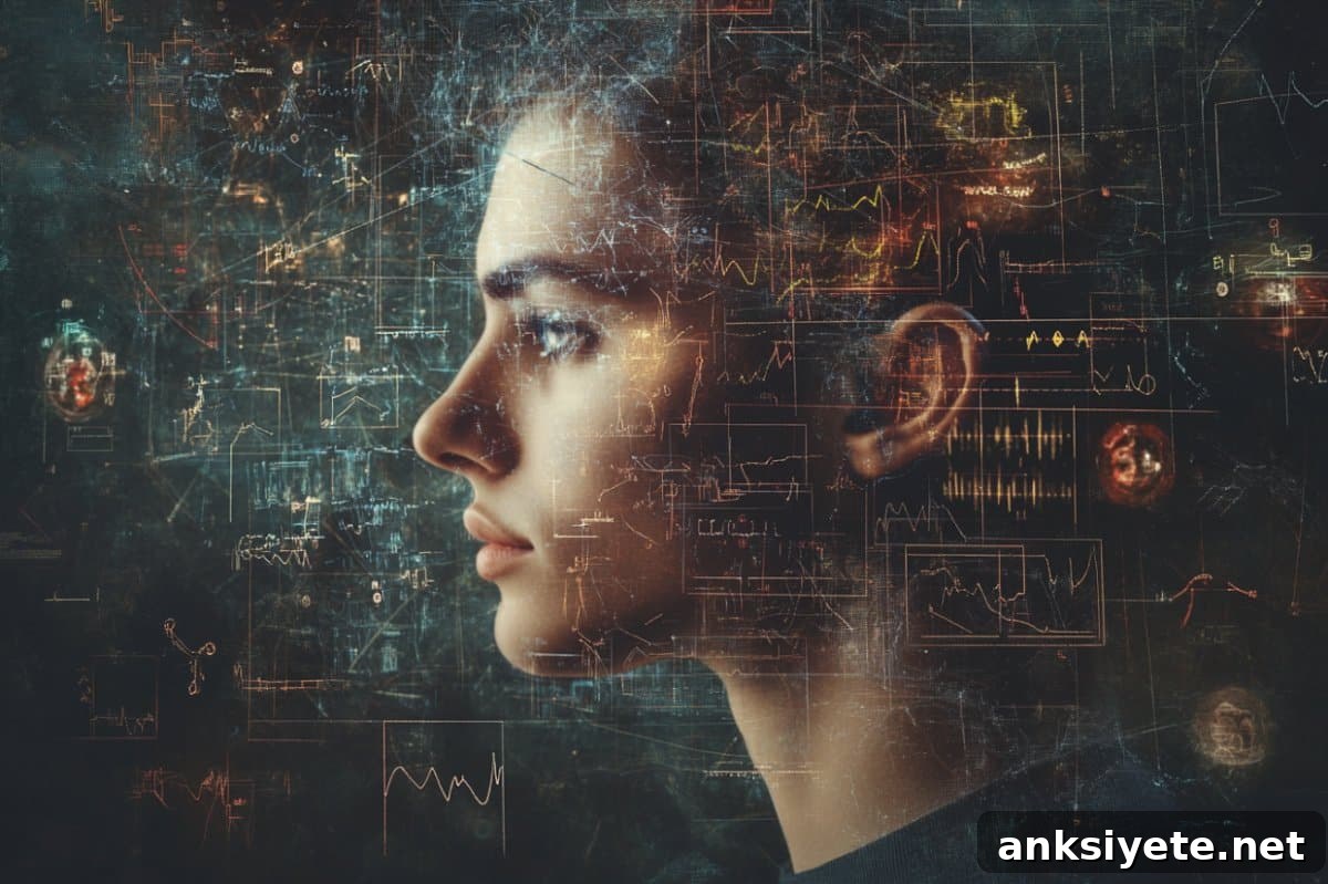 This shows a woman and math symbols.