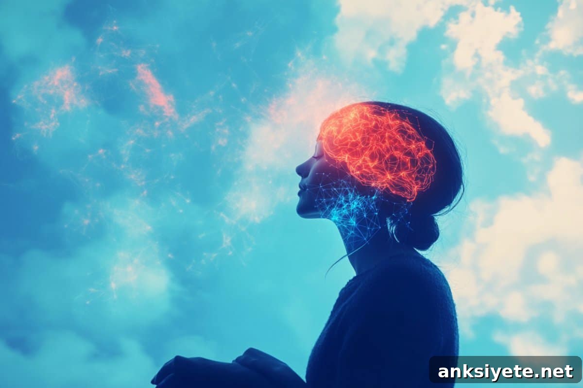 This shows a woman and a brain.