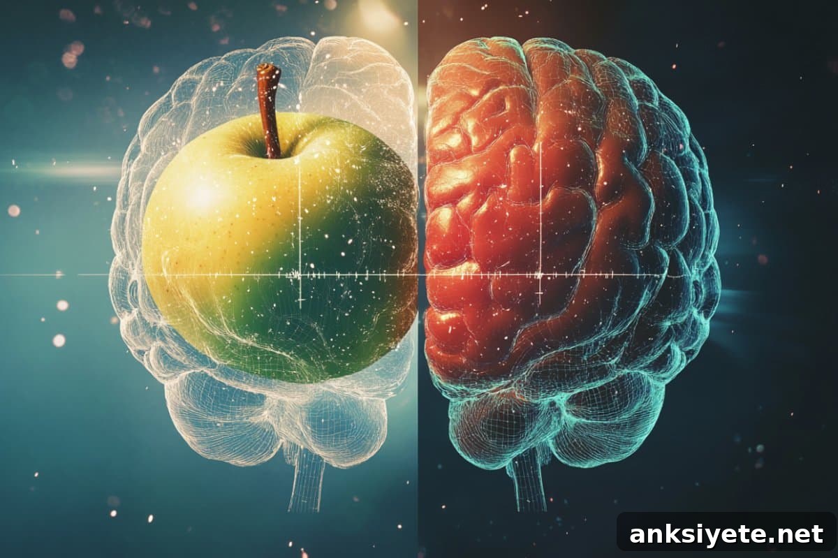 This shows a brain and an apple.