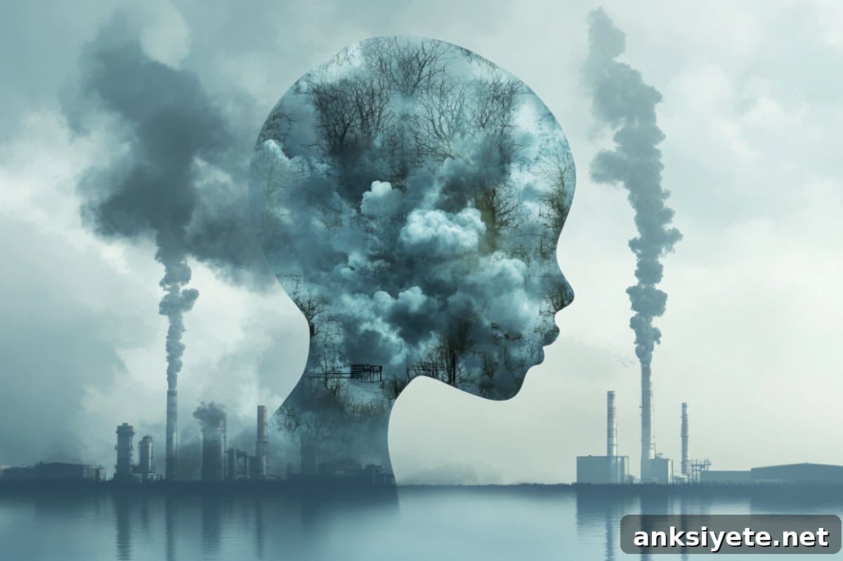 This shows a child's head, a brain and smoke stacks.