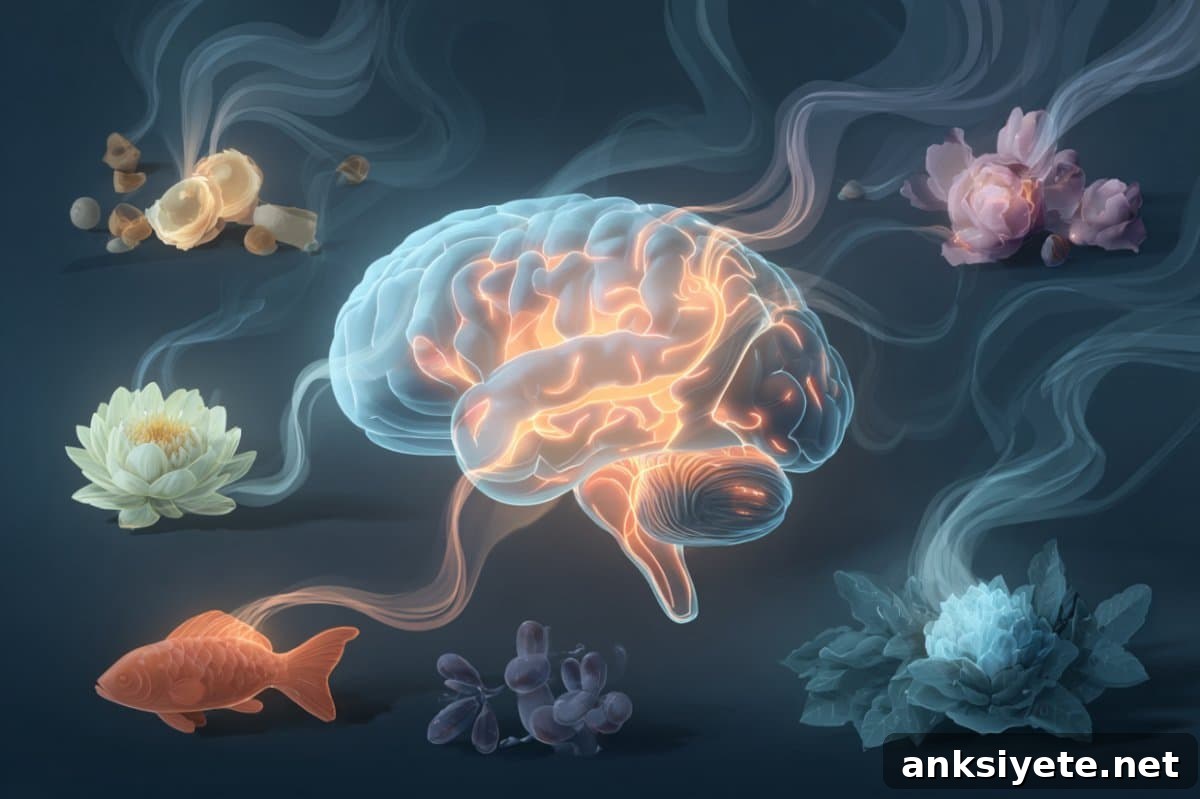 This shows a brain surrounded by stinky objects.