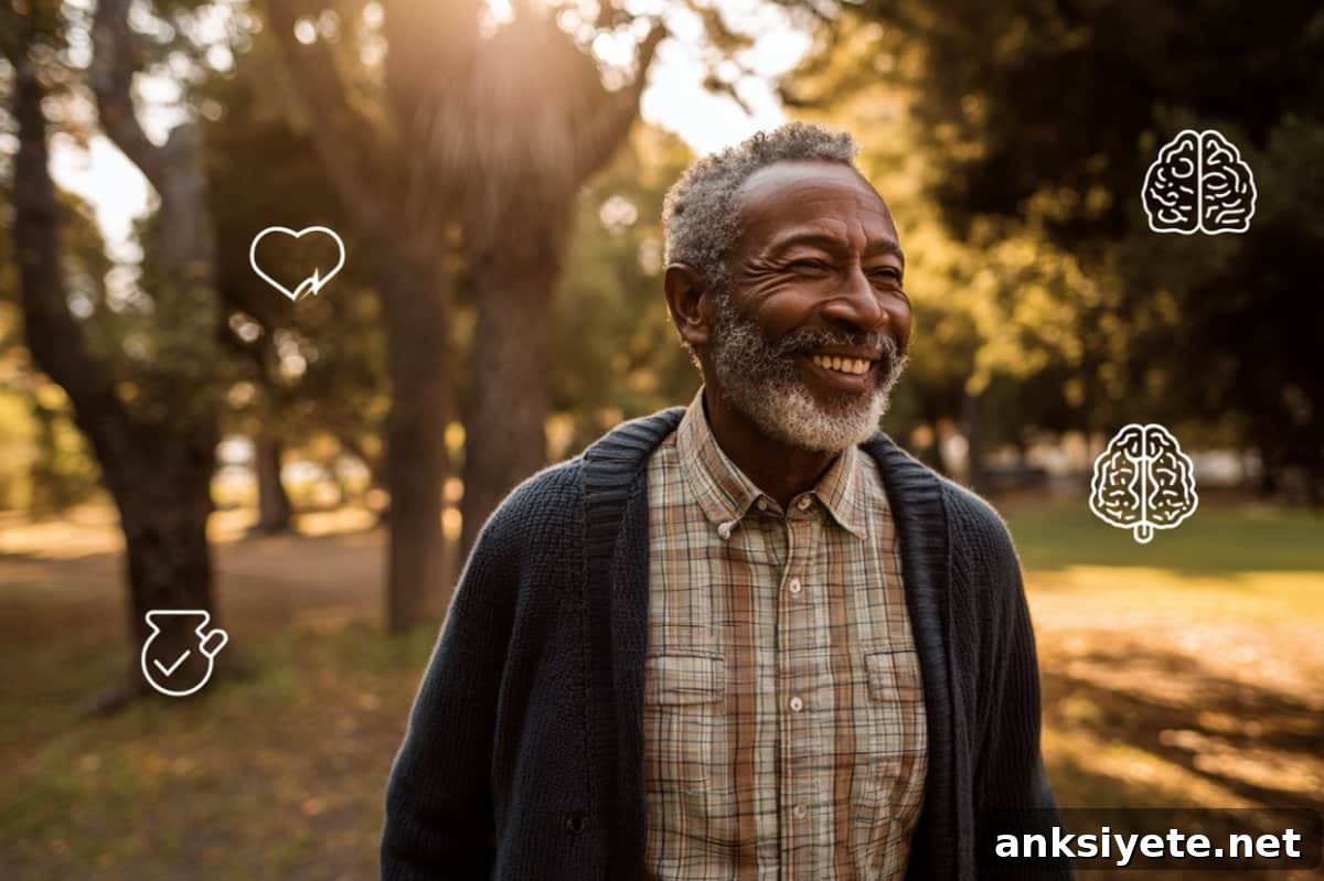 This shows a happy older man.
