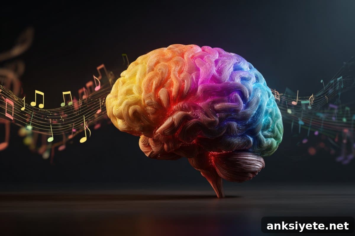 This shows a brain and musical notes.