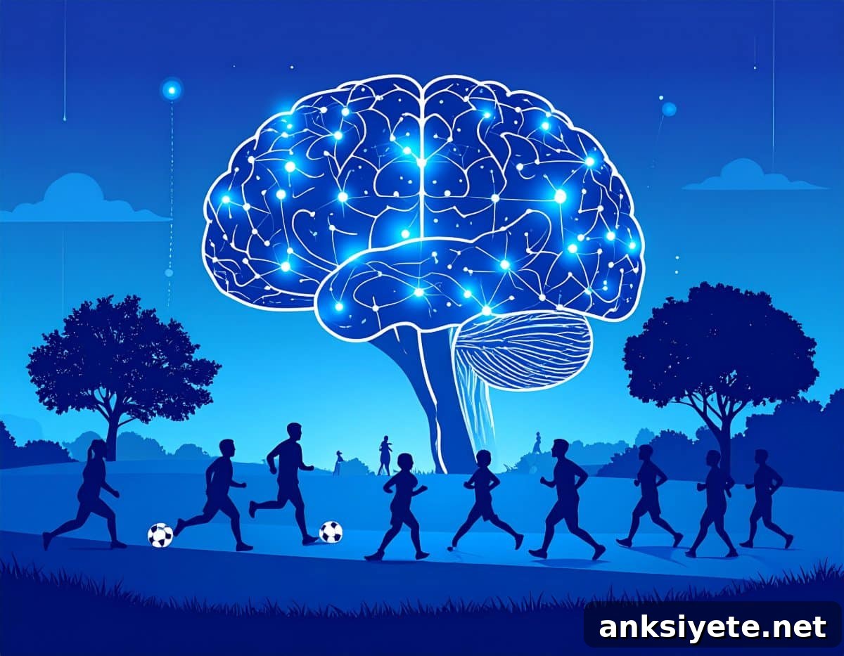 This shows a brain and people exercising.