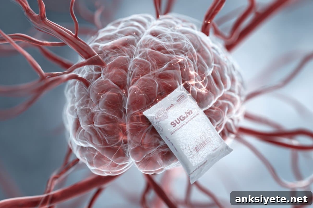 This shows a brain and a packet of sweetener.