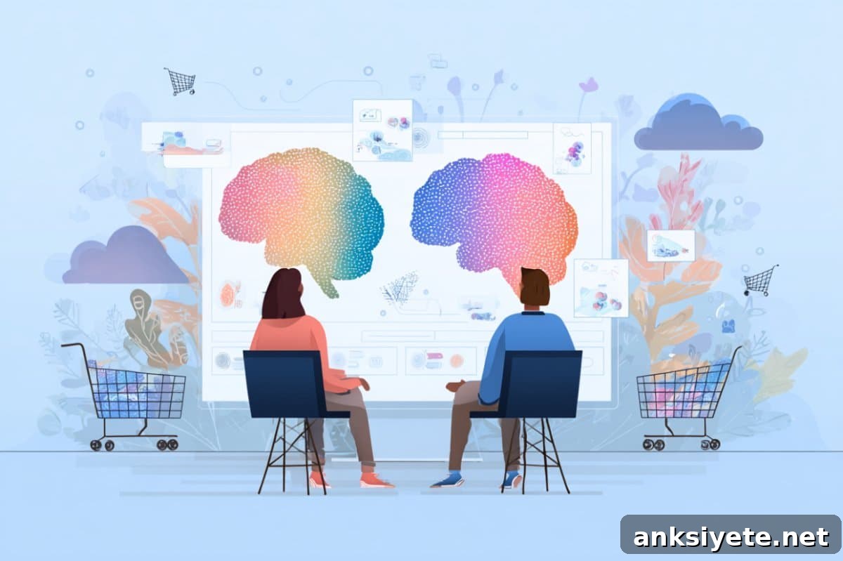 Two people and a brain illustration