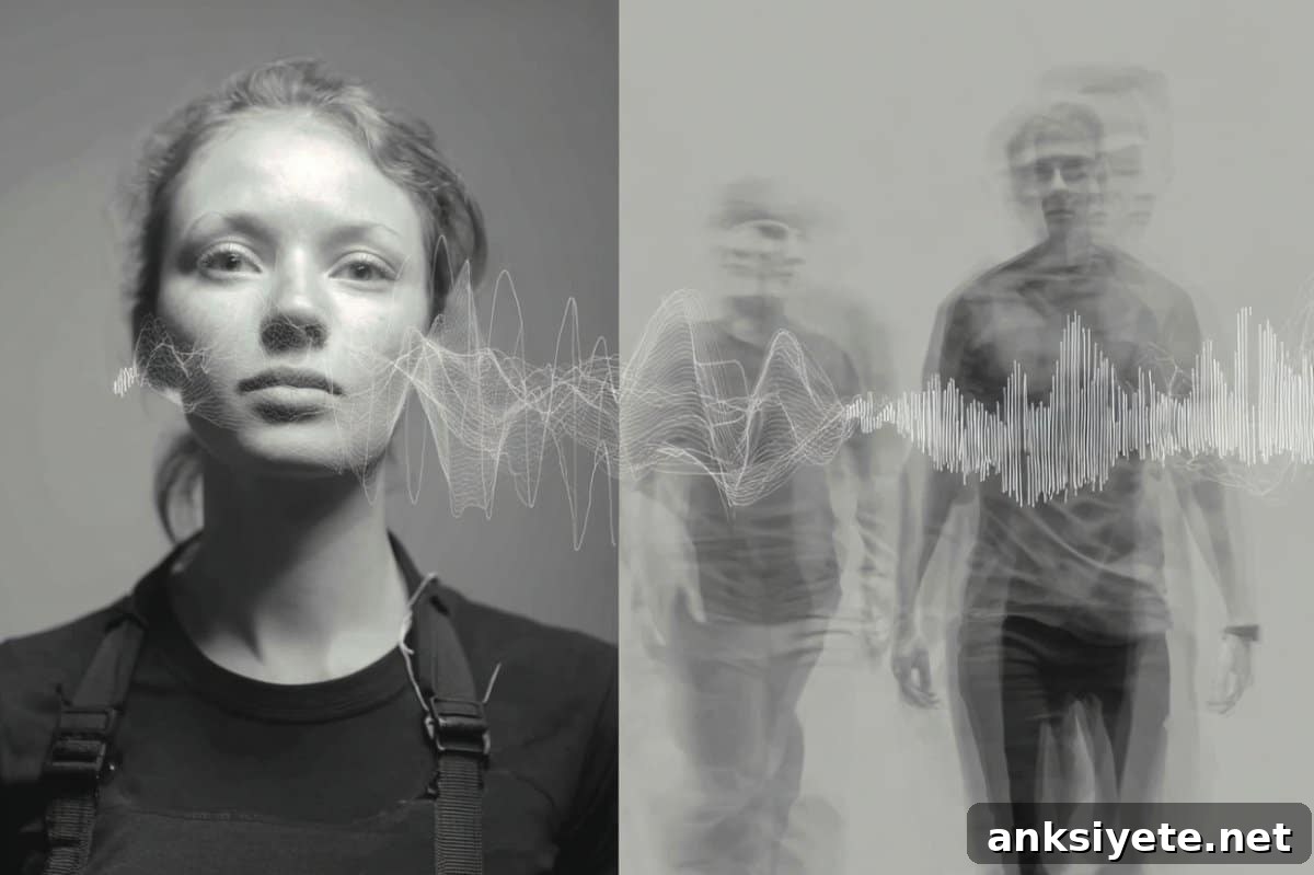 This shows a person standing still and others moving.