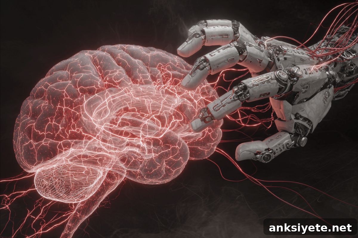 This shows a brain and a robotic hand.