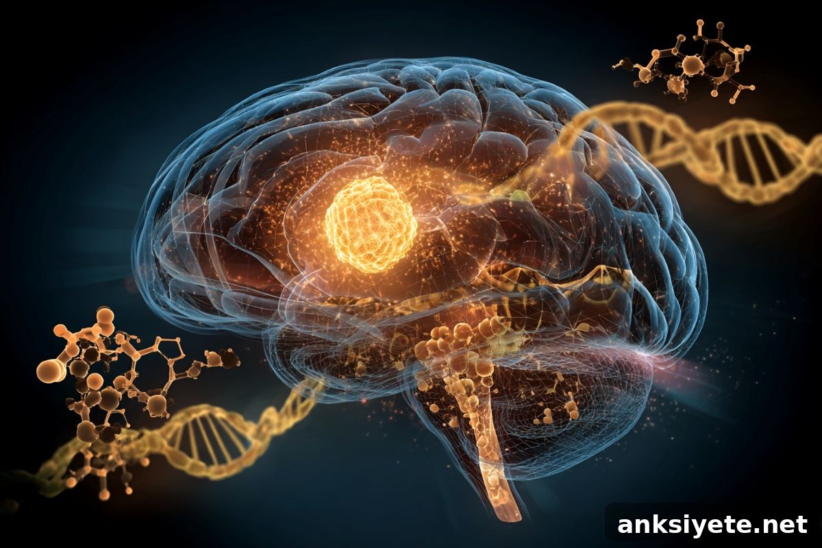 This shows a brain and DNA.