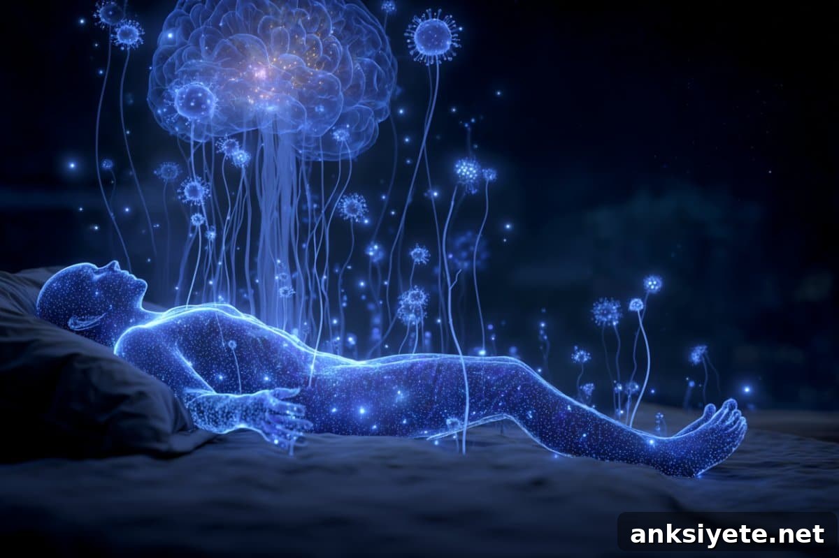 This shows a person sleeping and a brain.