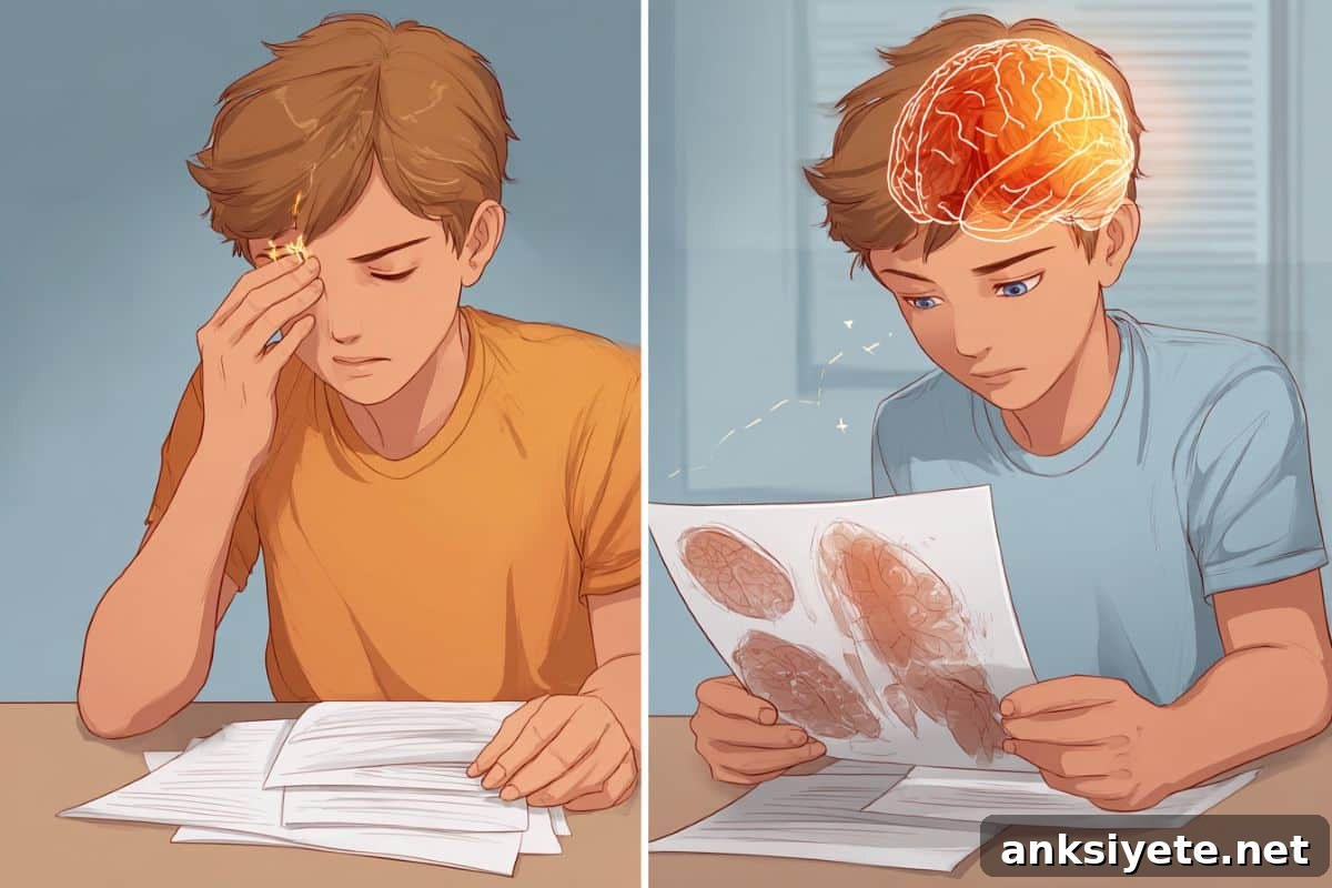 This shows a child holding their eye and a child looking at a work sheet.