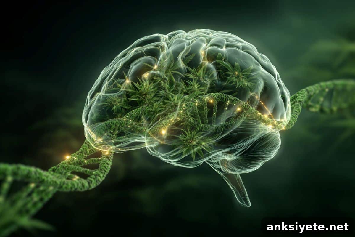 This shows a brain, DNA, and leaves.