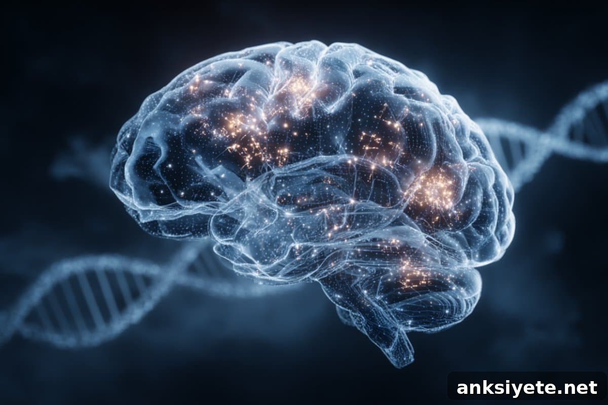 This shows a brain and DNA.