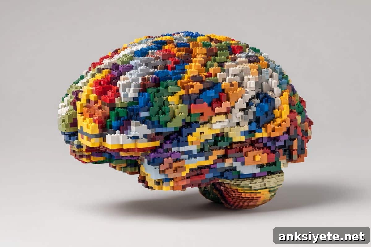 This shows a brain made of legos.