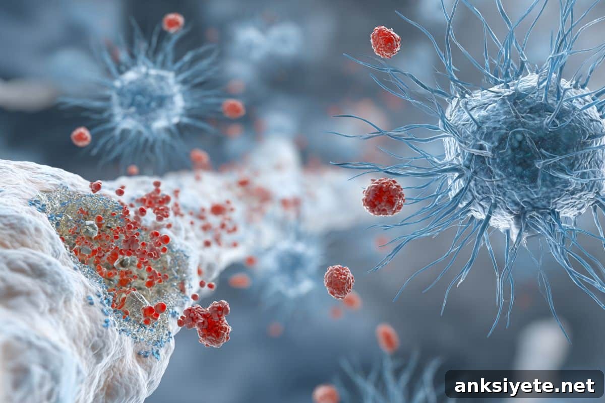 This shows a neuron and bacteria.