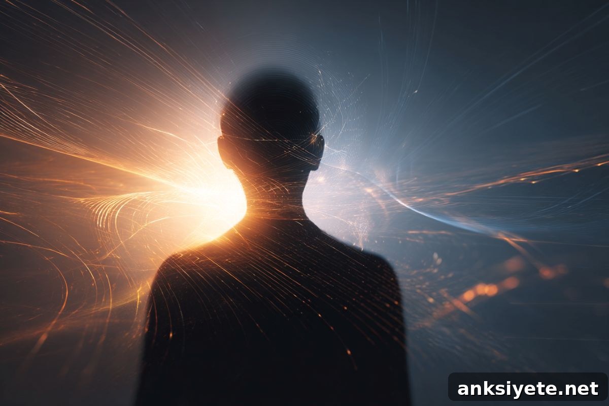 This shows a person surrounded by lights.