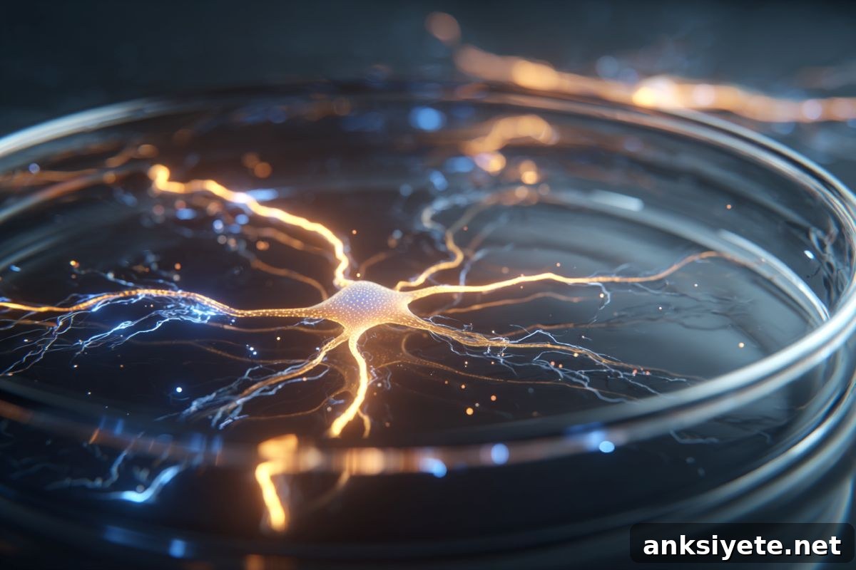 This shows a neuron in a petri dish.