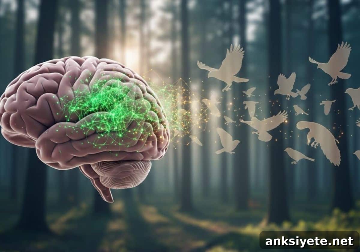 How Expertise Lowers Your Risk of Cognitive Decline 2 This shows a brain surrounded by birds.
