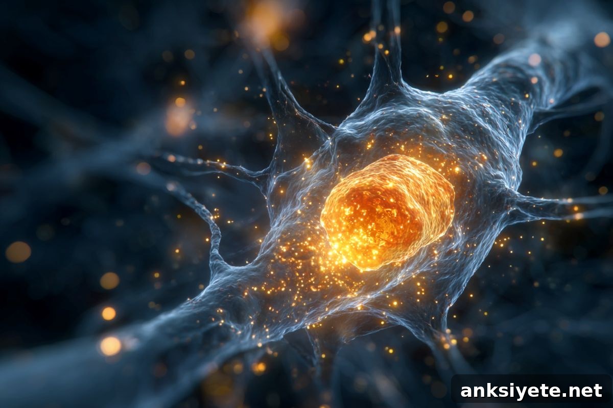 This shows a neuron and mitochondria.