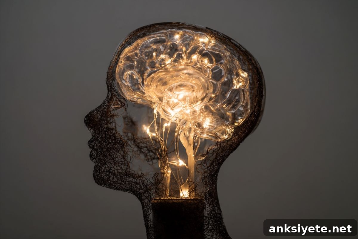 This shows a light in the shape of a brain overlaying a head.