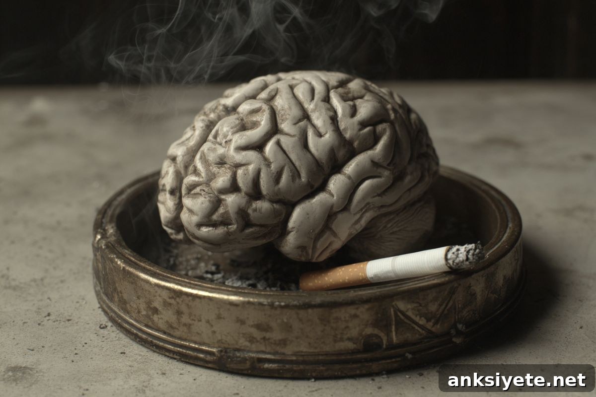 This shows a brain in an ashtray.
