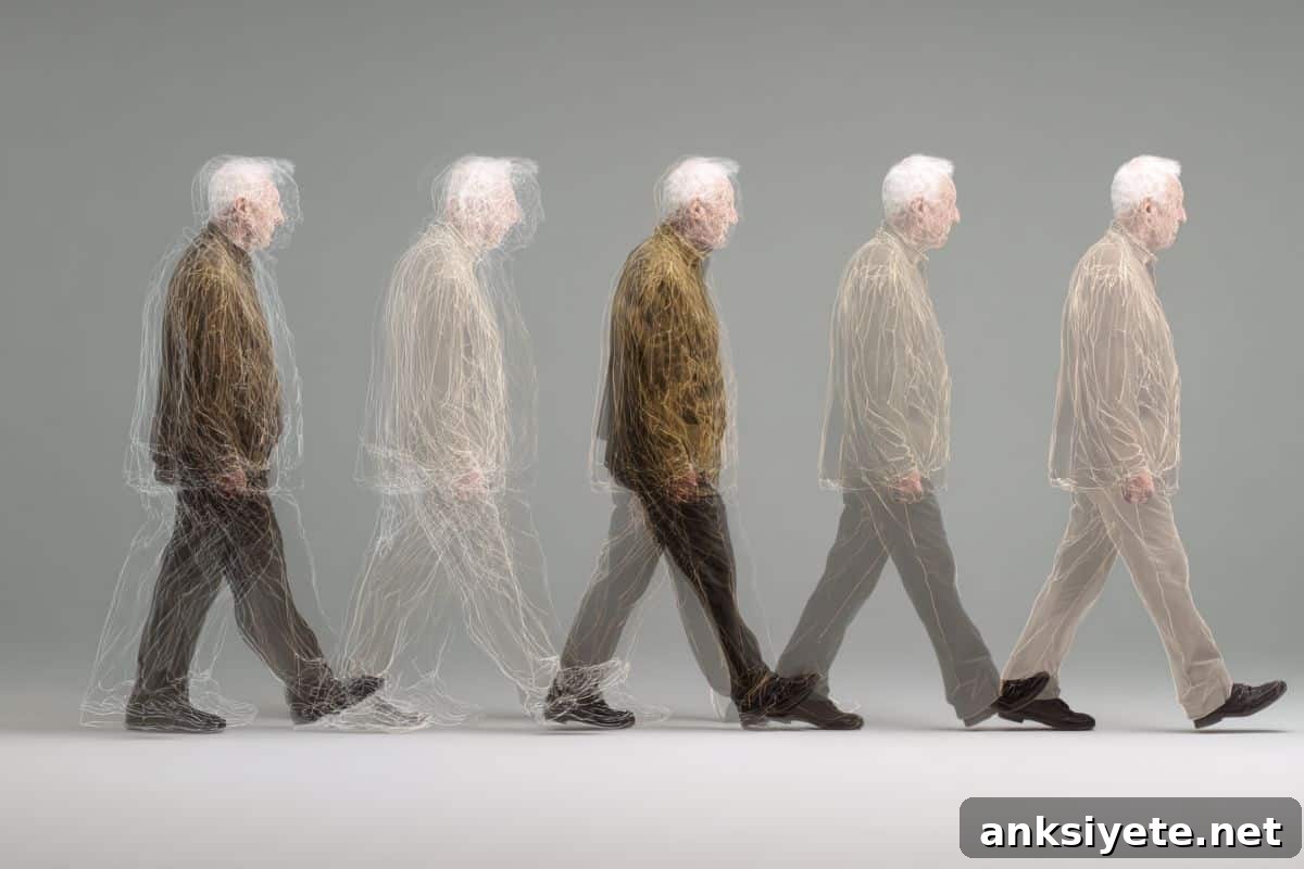 This shows an old man walking.