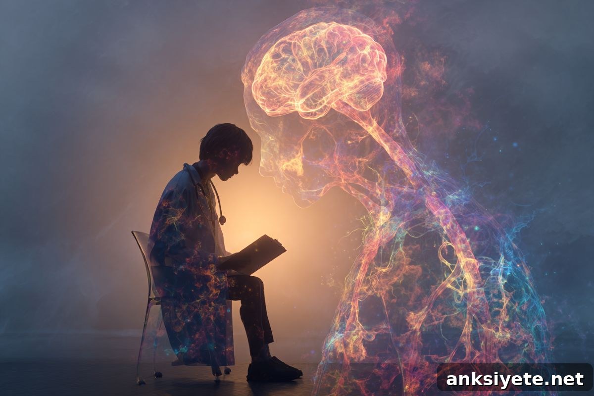 Spiritual Distress in Brain Disorders: Clinical Reality 2 This shows a doctor and the outline of a person.