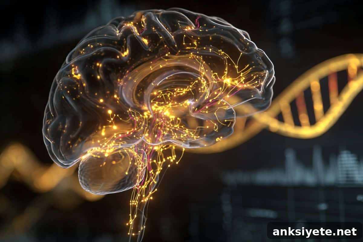 This shows a brain and DNA.