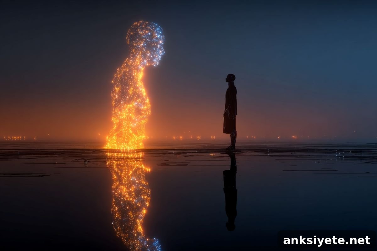 This shows an person and a digital outline of a person.