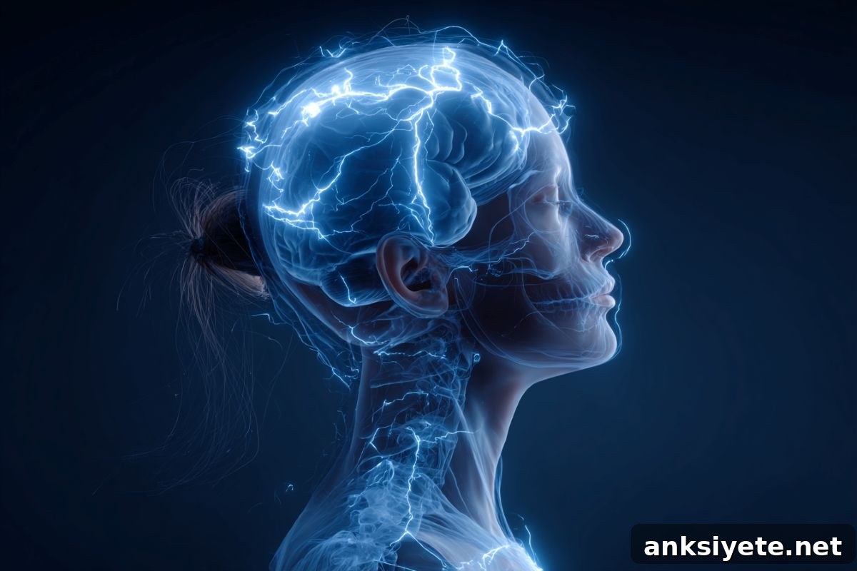 This shows the outline of a woman's head and a brain.